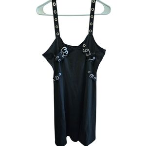Hot Topic Edgy Black Mini Dress with Strap Accents